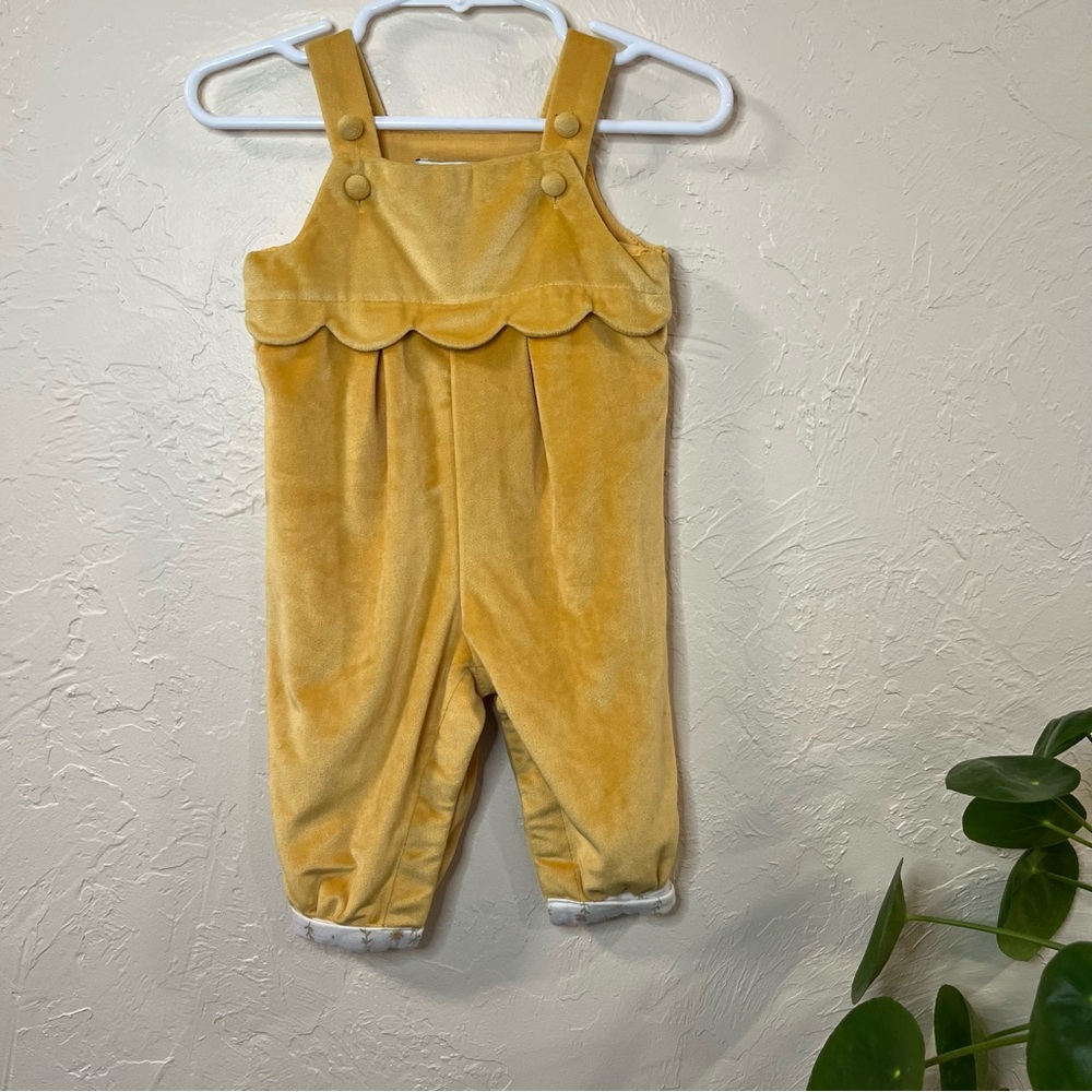 Rachel Zoe Yellow Velvet Baby Overalls